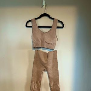 Red Dress Nude Matching Set